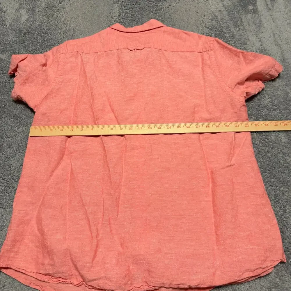 Banana Republic Shirt Mens XL Linen Pink Short Sleeve Button Slim Fit